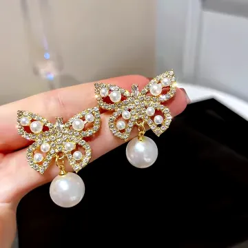 Beautiful Pearl Butterfly Earrings